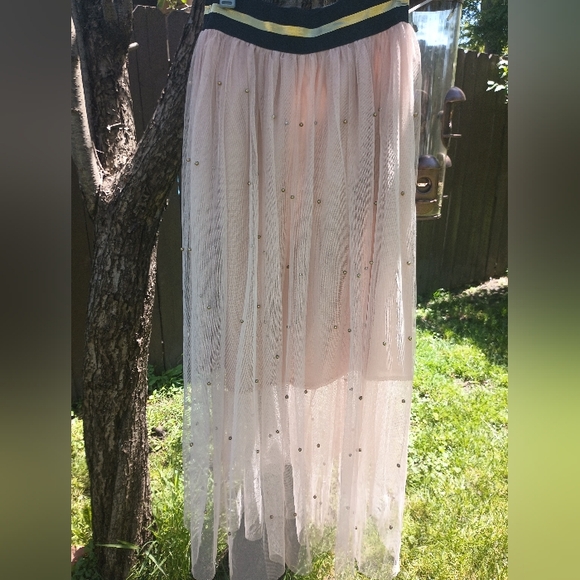 Vintage Sweet Shape Pink Tulle Gold Studded Maxi - Picture 7 of 9